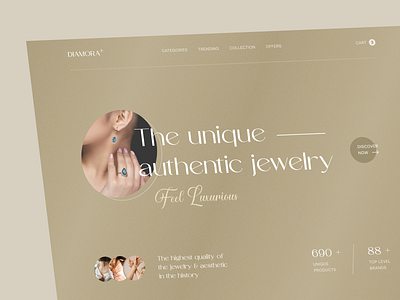 Diamora Landing Page 3d animation application beauty branding cosmetic design ecommerce graphic design hero jewelry landing landingpage motion graphics shop skincare store ui website ui women