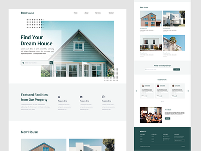 Real Estate Homepage branding design homepage house illustration landing page real estate uiux web design website