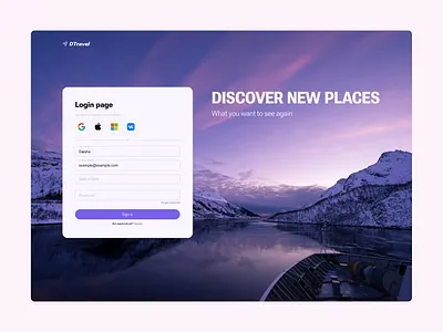 Sign up page for a travel agency 001 app dailyui design figma graphic design ui ux