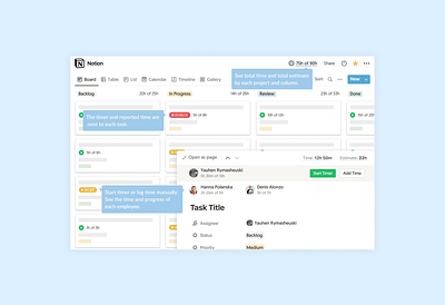 Notion Time Tracking [Product Hunt] clean dashboard design notion producthunt time timetracking ui ux web