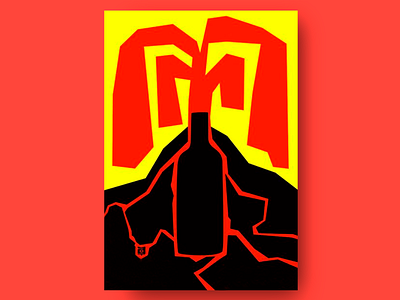 Digital Art- Colorful Design abstract abstract design artistic black bold bottle bottle illustration color contrast conceptual design digital art geometric graphic design high contrast modern red symbol m vibrant wine label yellow