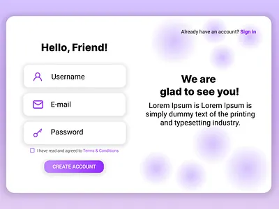 Daily UI :: 001 Sign up page graphic design ui