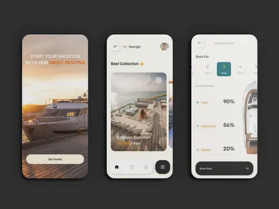 Yacht Booking App UI Design | Boat Rental App UI Design app design boat booking app design 2022 turo ui yacht yacht app design