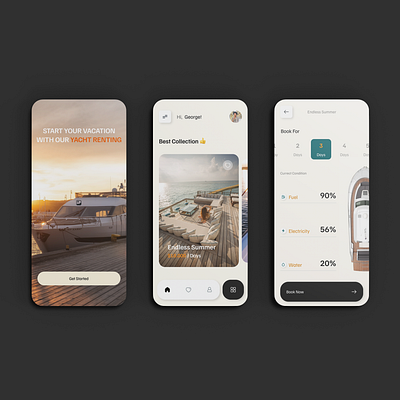 Yacht Booking App UI Design | Boat Rental App UI Design app design boat booking app design 2022 turo ui yacht yacht app design