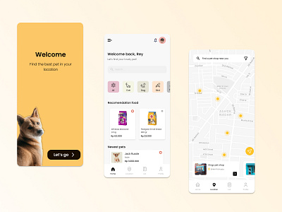 Pet Care Mobile App app b2b component design grooming location mobile pet pet food pet shop saas service ui ux