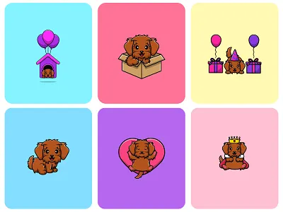 Cute Maltipoo Dog brown canine cartoon character cute design dog element flat fluffy furry icon illustration logo maltipoo mascot paw pet puppy vector