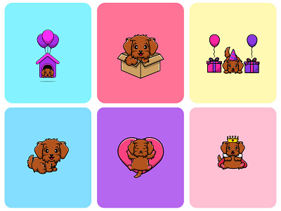 Cute Maltipoo Dog brown canine cartoon character cute design dog element flat fluffy furry icon illustration logo maltipoo mascot paw pet puppy vector