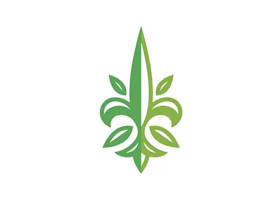 Lily Cannabis Logo cannabis fleur de lis french green hemp leaf lily logo marijuana vape