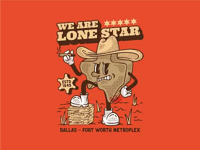 We Are Lone Star 1930s Cartoon Illustration adventure animation apparel austin branding branding logo clothing clothing line cowboy design graphic design illustration logo mascot mascot illustration outdoor retro mascot retro mascot illustration texas tshirt design