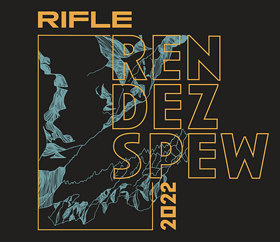 Rifle Rendezspew 2022 Climbing Shirt Design graphic design illustration shirt design typography