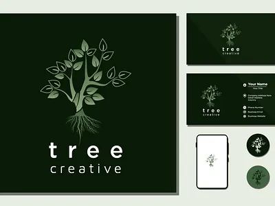Tree of life root seal emblem stamp logo design inspiration green life