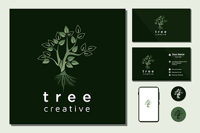 Tree of life root seal emblem stamp logo design inspiration green life