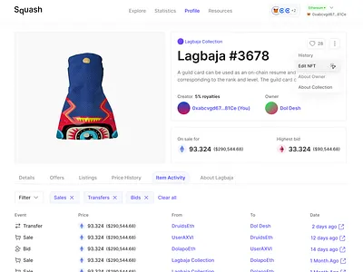 Editing NFTs — NFT Details clean design minimal nfts ui ux