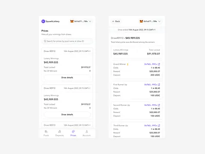 No-loss Lottery dApp — 03 clean dapp defi design lottery minimal no loss lottery ui ux
