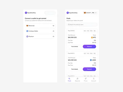 No-loss Lottery dApp — 01 clean dapp defi design lottery minimal no loss lottery ui ux