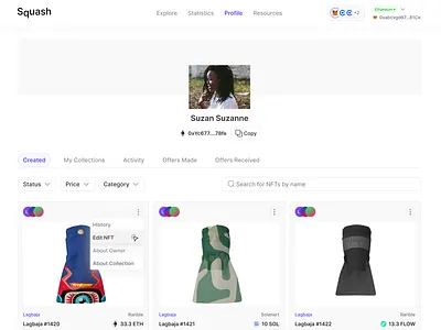 Editing NFT — Created NFTs clean minimal nft ui ux
