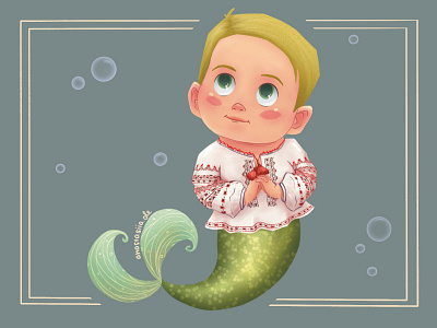 Ukrainian baby mermaid 2d baby book illustration character character design characterdesign children children book illustration children illustration fairy tale illustration kid mermaid moscow cruiser ukraine