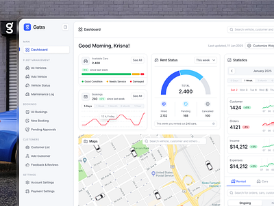 Gatra Fleet Management - Dashboard app car car rent design figma fleet fleet management graphic design rent saas ui ui interface uiux