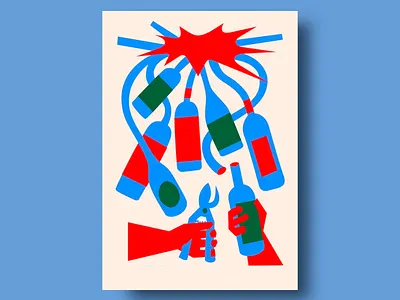 Destructive Colorful Poster Design blue blue red bottles bottles illustration color match colorful colorful design creative creative design design destructive digital art graphic design poster poster design red vibrant vibrant design wine bottles