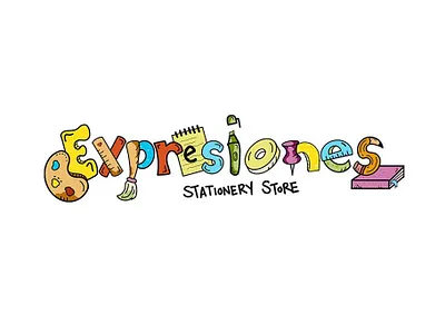 Expresiones Stationery Store Logo branding cartoon clean colorful design handdrawn illustration logo marketing collateral playful print vector