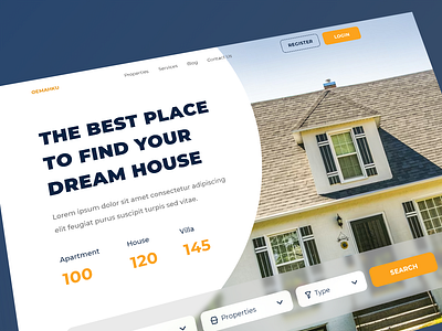 Oemahku - Hero Real Estate Landing Page apartment business clean home page house landing page layout mobile product design property real estate uidesigner uiux villa web website