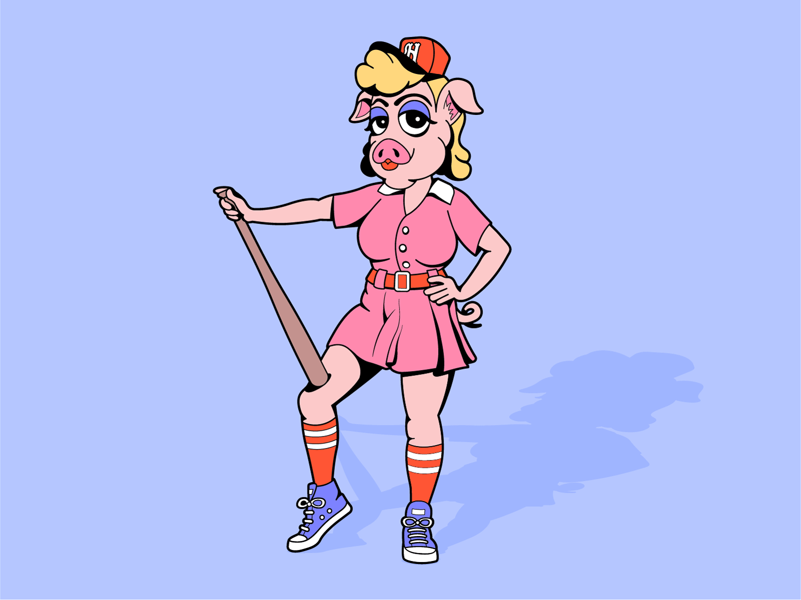 Nashville Ballhogs Mascot Logo baseball logo mascot pig pin up pinup sexy sports