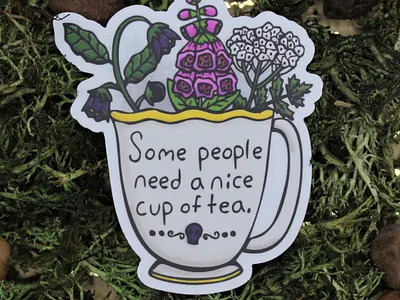 Nice Cups of Tea Sticker art botanicals creative design drawing hand drawn illustration pagen sticker witchy