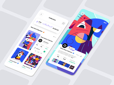 NFT Mobile App - Light Version🔥 app blockchain crypto cryptocurency dashboard design eth lghit mobile nft nft app nft market nft marketplace trend ui ui designe uiux