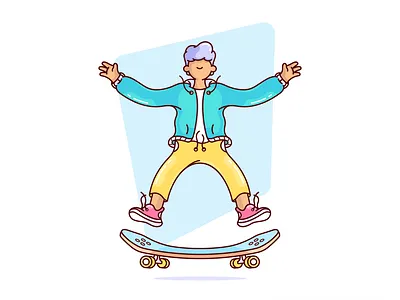 Joy vibe boy character character design colorful design filp fun illustration jump skate skateboard skater ui ux vector