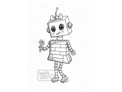 Robot Tattoo Concept Art art creative design drawing hand drawn illustration linework nerdy robot tattoo