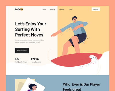 Surfing club website beach following illustration landingpage logo newandnetworthy popular product summer surfboard surfing surfingwebsite travel activities ui ui ux ui design uidesign uiux ux wave