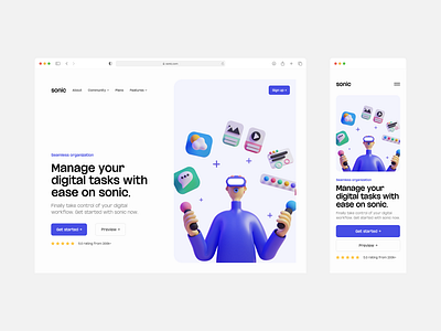 Sonic Concept 3d branding design free graphic design hero illustration landing page light light mode logo macos mockup open source typography ui ux vector web workflow