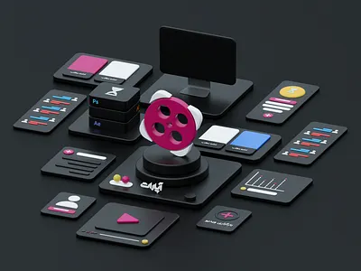 Aparat 3d 3d illustration 3dillustration apparat art artwork banner blender cycles design graphic design illustration isometric logo lowpoly motion graphics poster ui vector youtube