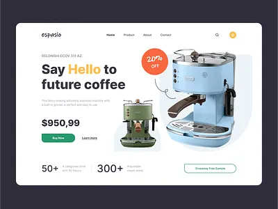 Landing Page Coffee Machine coffee coffee mashine concept landing landing page shop store ui design web design