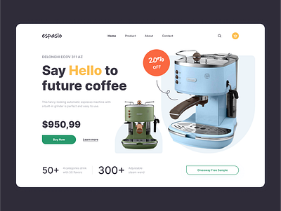Landing Page Coffee Machine coffee coffee mashine concept landing landing page shop store ui design web design
