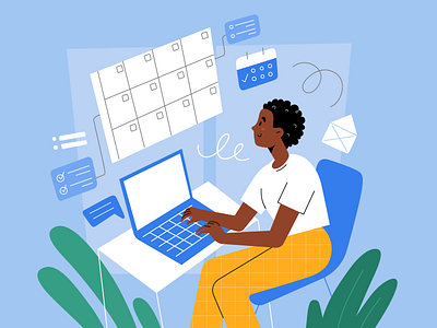 Person using project managing platform african app application cartoon character design freelancer human illustration interface laptop manager platform project software ui ux vector work workflow