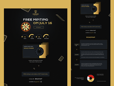 landing page design for NFT Cardano Cartel Group adobe illustrator blockchain casino crypto crypto art design figma graphic design illustration landing page mint nft ui user experience ux webdesign website