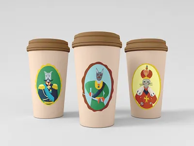 Royal Coffee Cats cat cats folk illustration procreate vector