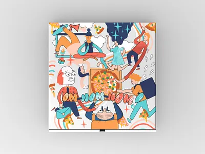 Pizza doodle doodling illustration people pizza pizza design