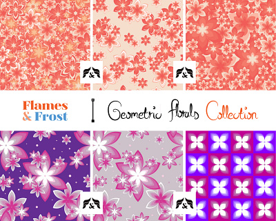 Geometric Florals Pattern Collection..✿ꈍˬꈍ)つ━✫❁*✧･ﾟ★｡:* affinity designer botanical cute floral flowers geometric graphic design illustration pattern patterns seamless patterns surface pattern design vector vector illustration vibrant