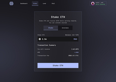 A Liquid ETH 2.0 staking dApp blockchain crypto dapp defi eth ethereum staking web3 web3 design