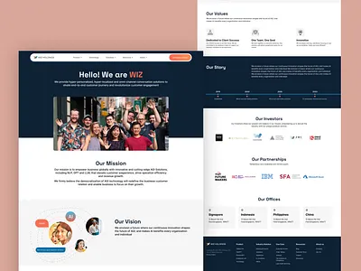 Wiz.ai website, about us, customer experience, story, mission aboutus landingpage mission ui webpage website