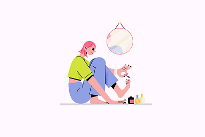 Evening routine 2d animation beauty branding character design chill date evening routine friendship girl girl power illustration make up morning routine motion graphics nails painting polish preparing for a date self care