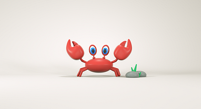 3D Crab 3d 3d designer blue cinema 4d crab design eyes fish graphic design green hand illustration logo plant red scne seaplant stone ui water