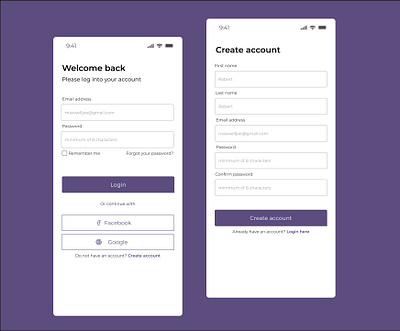 Sign In and Sign Up pages