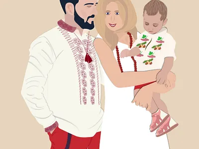 Family in national dress. Love is great in the family. Valentine art artwork branding design dress fathers day graphic design illustration love mothers day national ui ukraine ux valentines day