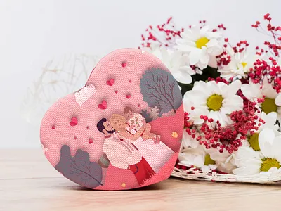 Box mockup for valentine's day art artwork box branding dad design graphic design heart illustration love mom son ux