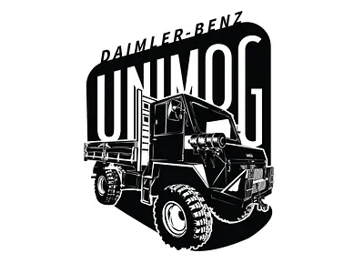 UNIMOG Shirt design art benz black branding daimler drawing flat illustrator line lineart mercedes truck unimog vector