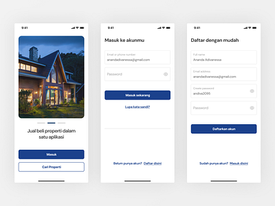 Login & Register Property App android app ios app iosapp mobileapp ui ux uiux design wireframe