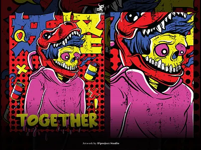 Skull Dino - T-shirt Illustration clothing apparel clothing brand culture dino vector dinosaurus dinosaurus vector illustration merchandise pop art pop art color poster poster art skull art skull dino skull poster skull tattoo skull vector t shirt design t shirt illustration t shirt merchandise